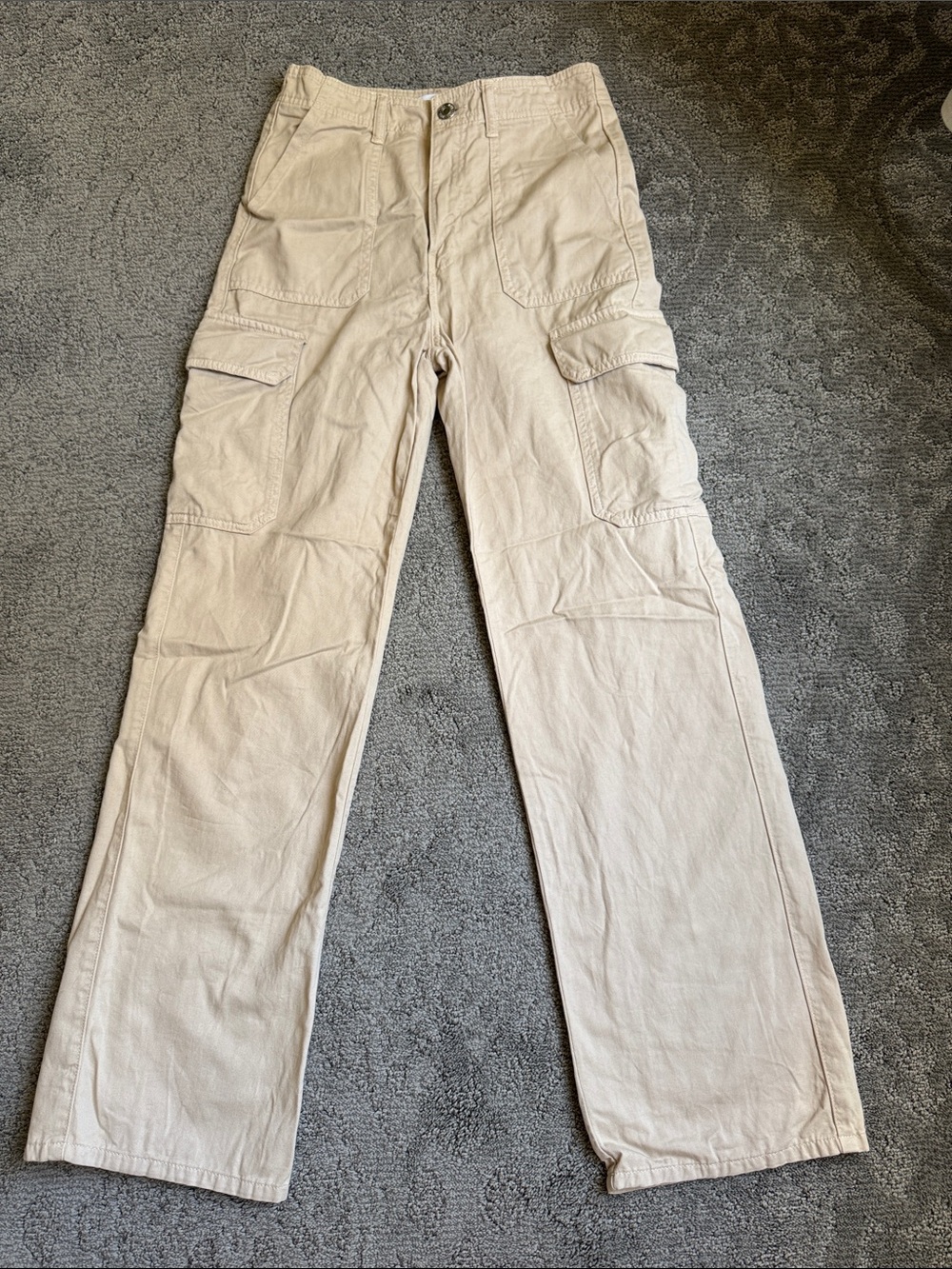 Zara Women's Beige Cargo Jumpsuit-Style Pants